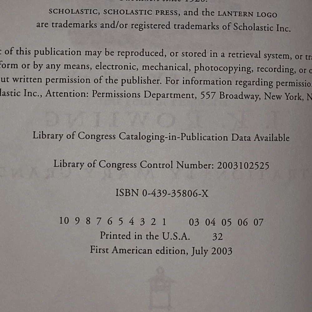 Harry Potter‎ and the Order of the Phoenix 1st American Edition 1st Printing JKR
